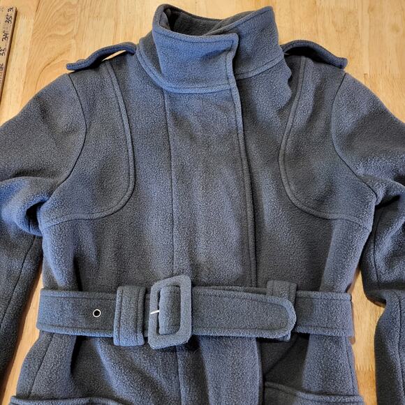 B.B. Dakota Wool Blend Mid Length Fleece Gray Pocket Epaulette (See belt wear) - Picture 5 of 16